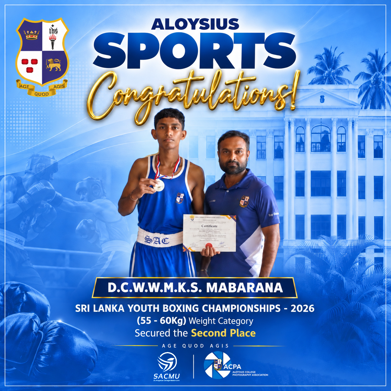 🥈 A PROUD ACHIEVEMENT FOR ALOYSIUS! 🥊💙